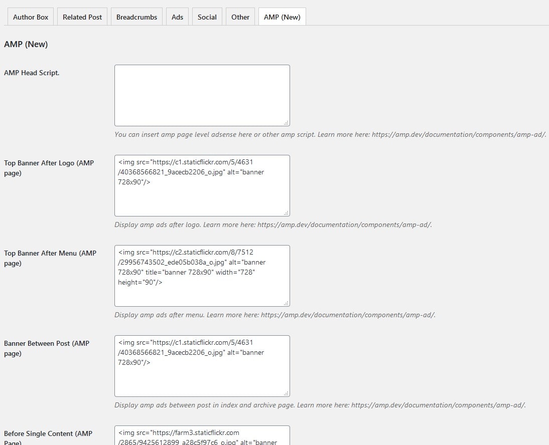 Pengaturan AMP Ads di Plugin Core