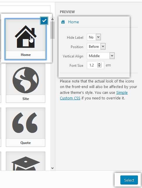 Pengaturan Icon di Item Menu Home