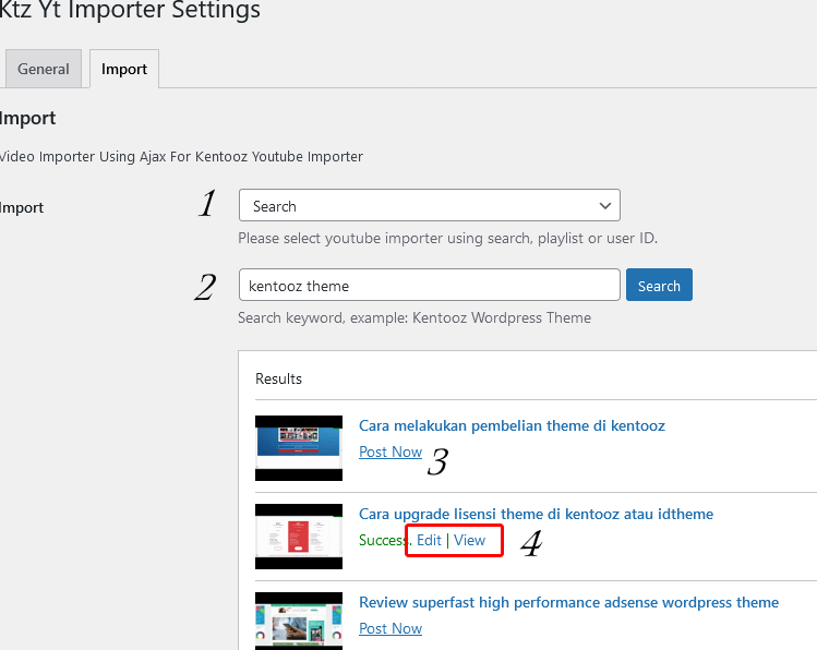 Kyz YouTube Importer Import Tab