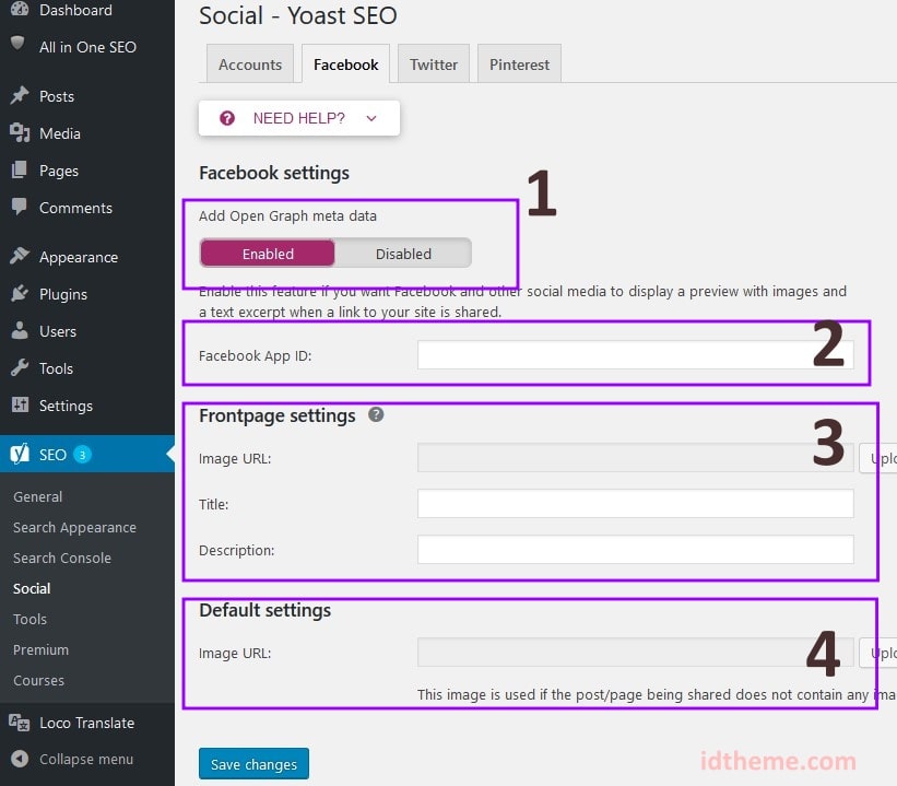 Pengaturan OpenGraph Yoast
