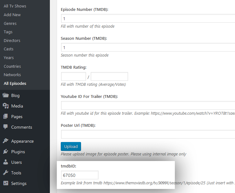 Contoh tmdbID Episode