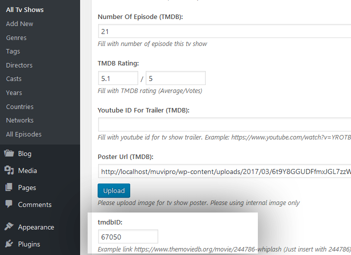 Contoh tmdbID TV Show