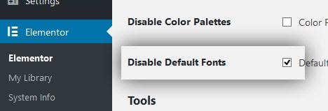 Disable Default Fonts dan Colors Elementor