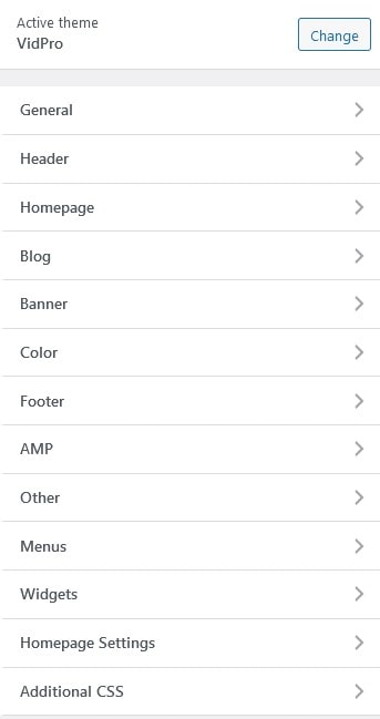 Vidpro Customize Settings