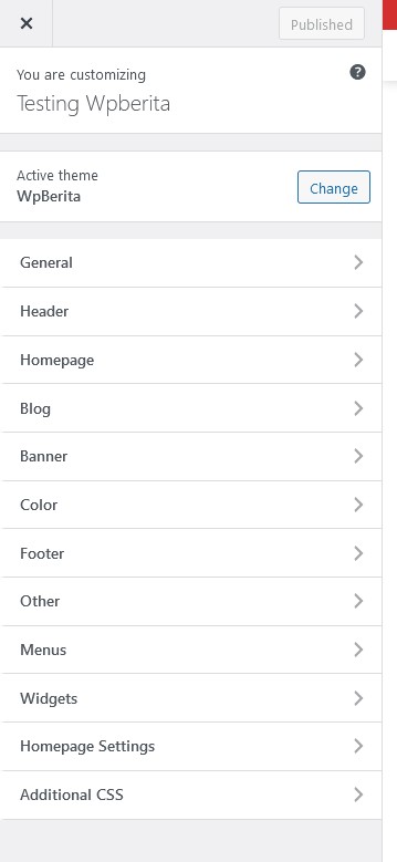 Wpberita Customize Settings